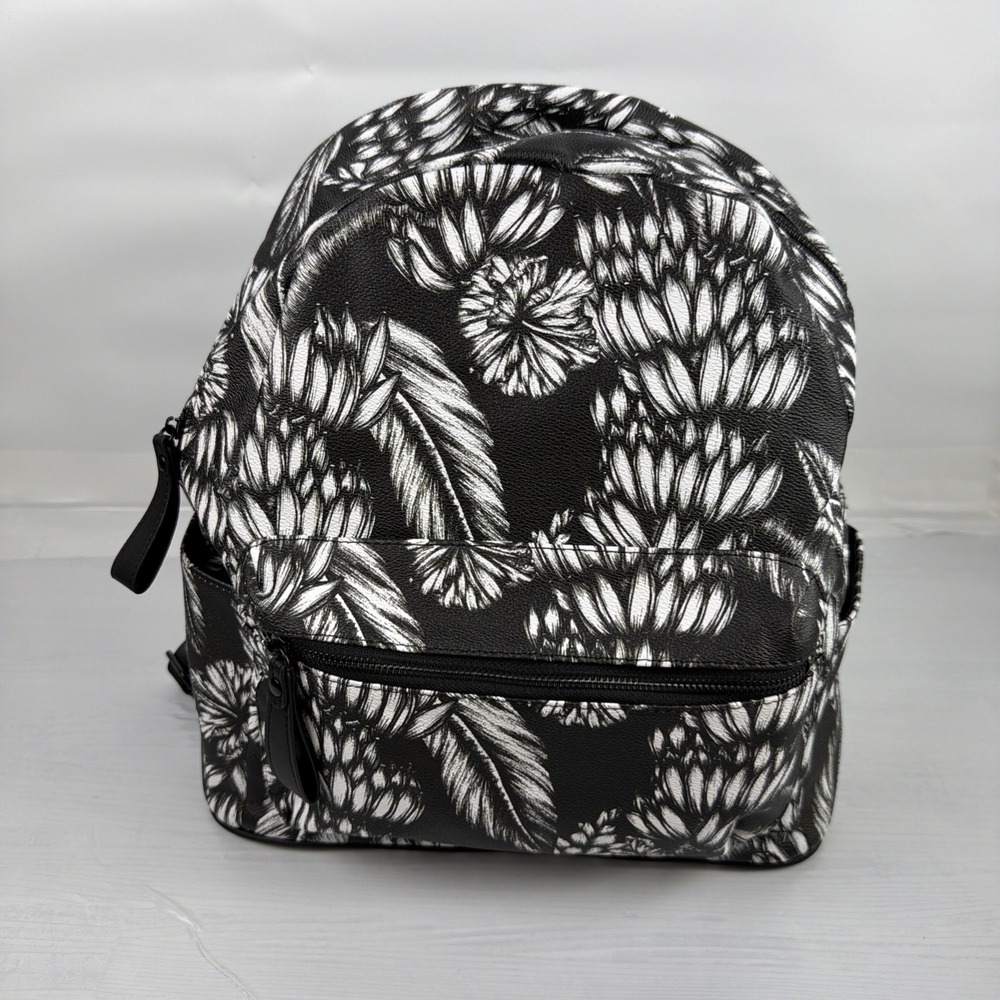INC International Concepts Floral Backpack Bag NWT Black White New MSRP $80